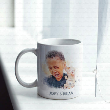 Personalized Dog Gift Idea - Watercolor Puppy Portrait For Dog Dad - White Mug